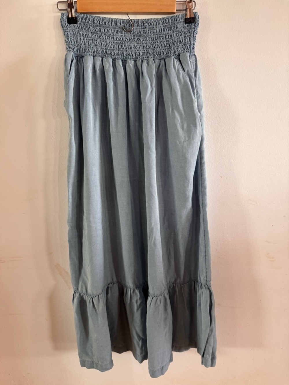 Calypso Women’s XS Maxi Skirt Lyocell Smocked Summer Beach Romantic Prairie